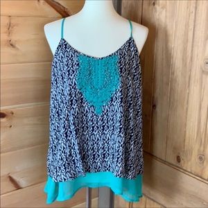 THML layered tank with embroidery detail Large